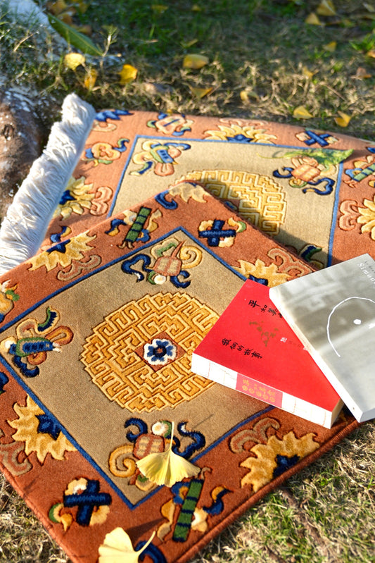 Traditioneller chinesischer Segensteppich aus Wolle, quadratisch, Bodenmatte, Sitzkissen, dekorative Decke