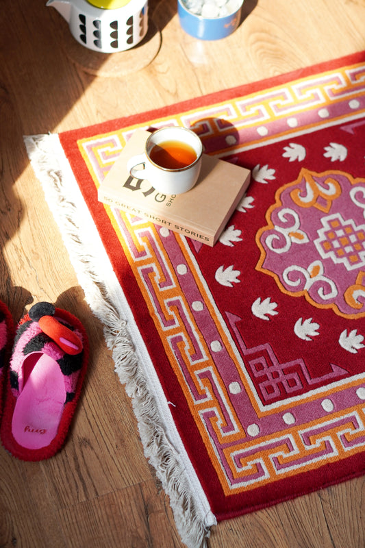 Rose Hue Auspicious Pattern Carpet