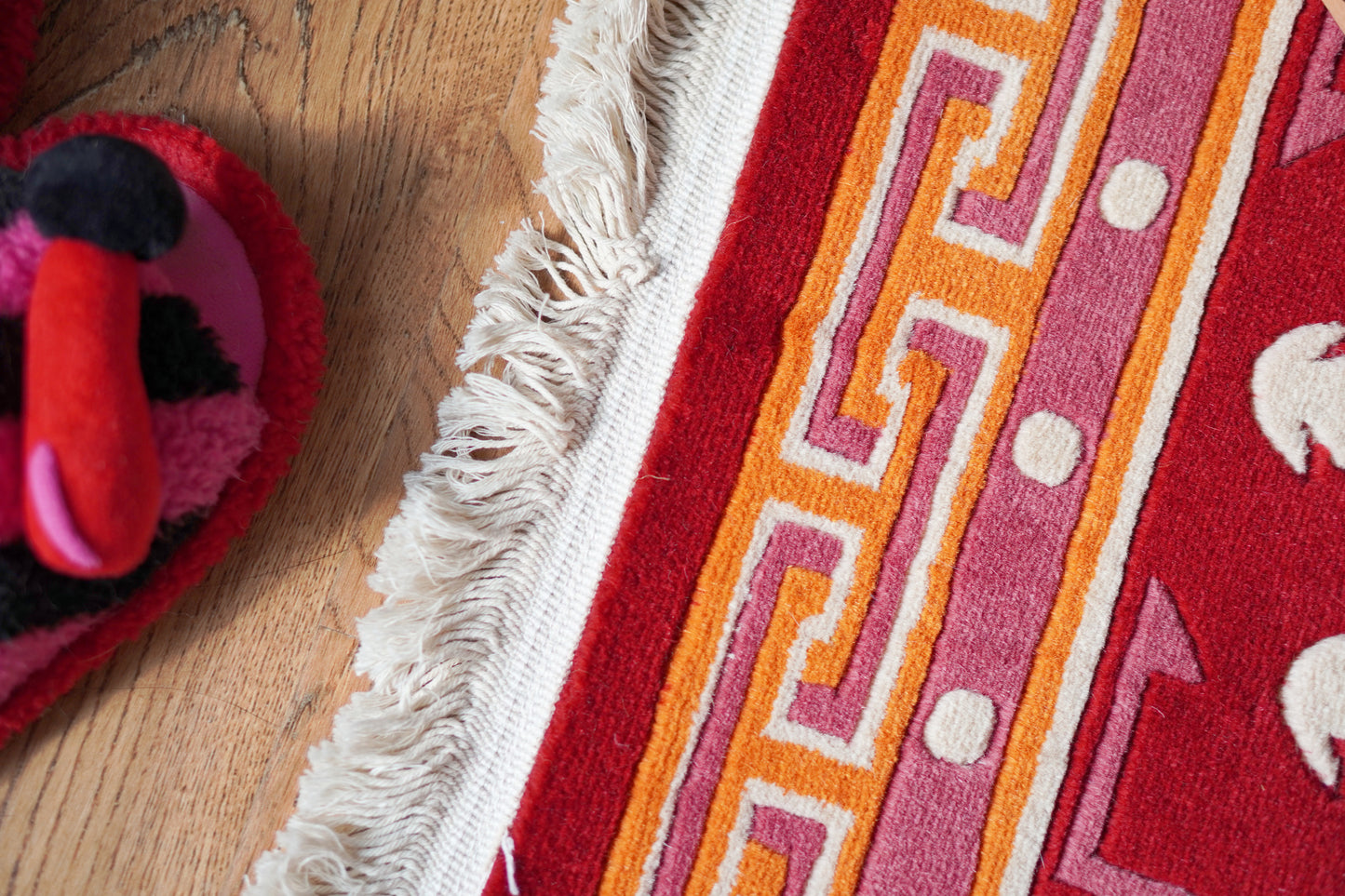 Rose Hue Auspicious Pattern Carpet