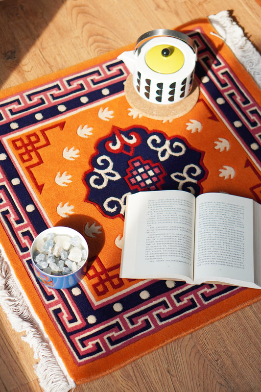 Orange Auspicious Design Carpet